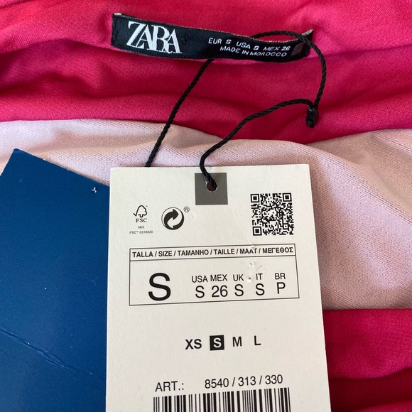 NWT Zara Side Flower Pink Draped Dress, Size S - Picture 14 of 15